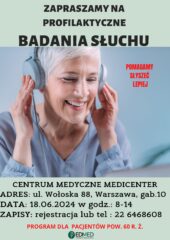 Bezpłatne Badania Słuchu w Medicenter 18 czerwca